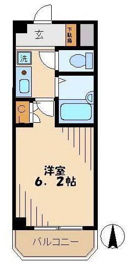 エミネンス聖蹟(1K/2階)の間取り写真