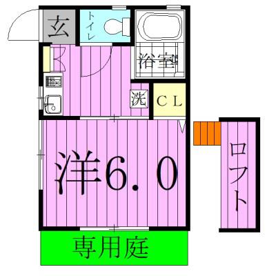 キャッスル下矢切(1K/1階)の間取り写真