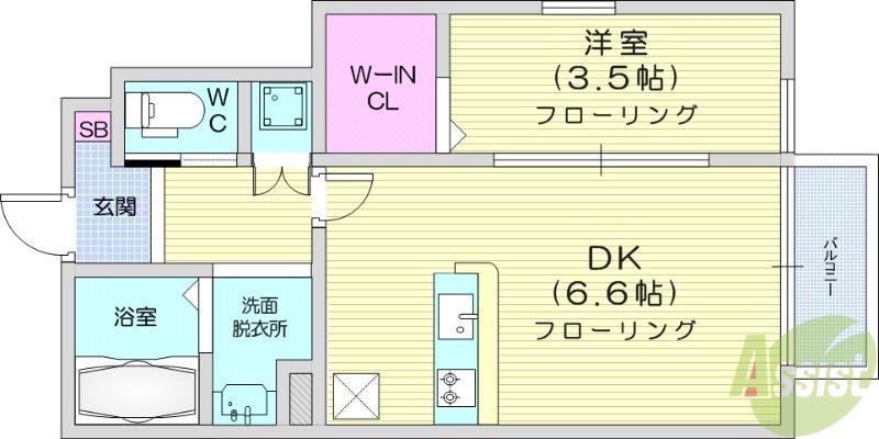 FINECOURT(1DK/1階)の間取り写真