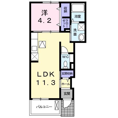 アイ コート I 下妻(1LDK/1階)の間取り写真