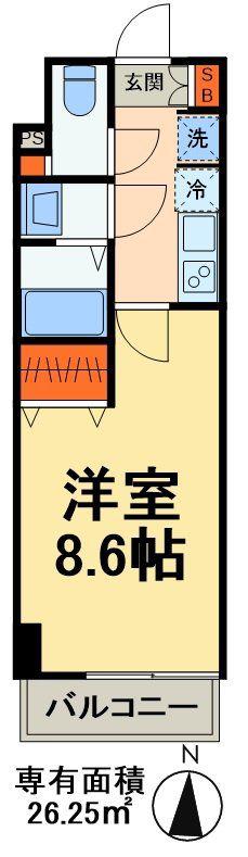デュオフラッツ稲毛(1K/9階)の間取り写真