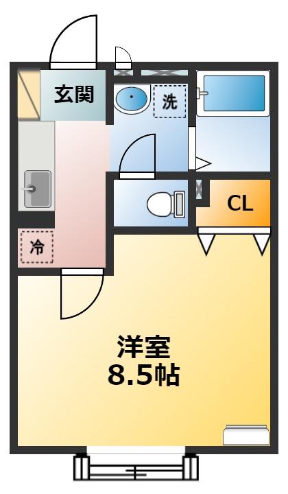 レセンテN・T(1K/2階)の間取り写真