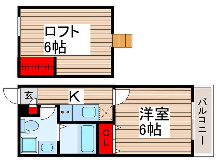 キューブA(1K/1階)の間取り写真