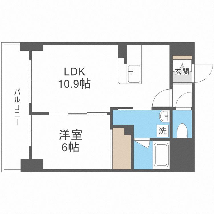 COMODO22(1LDK/7階)の間取り写真