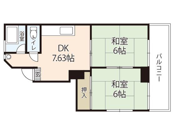 中元ビル(2DK/2階)の間取り写真