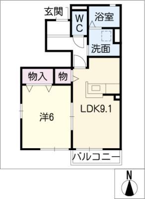 アイリス(1LDK/1階)の間取り写真