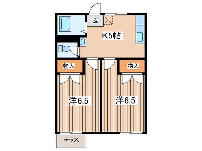 辻堂ハイム(2K/1階)の間取り写真