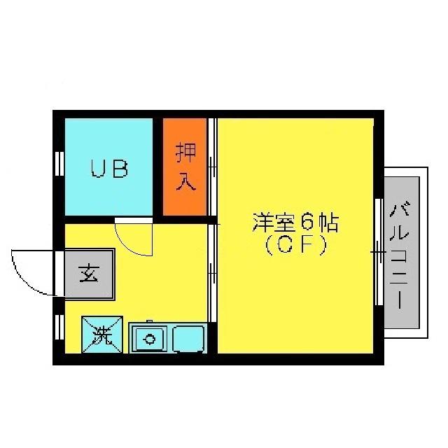 ファミール春日原(1K/2階)の間取り写真
