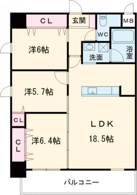 FAMILIE(3LDK/8階)の間取り写真