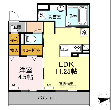 D-ROOM 十王(1LDK/3階)の間取り写真