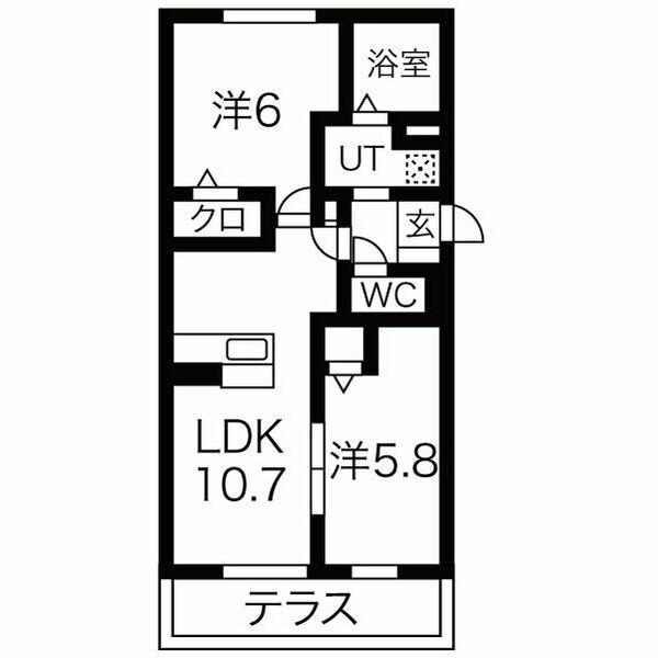 ハイブリッジグランデ(2LDK/3階)の間取り写真