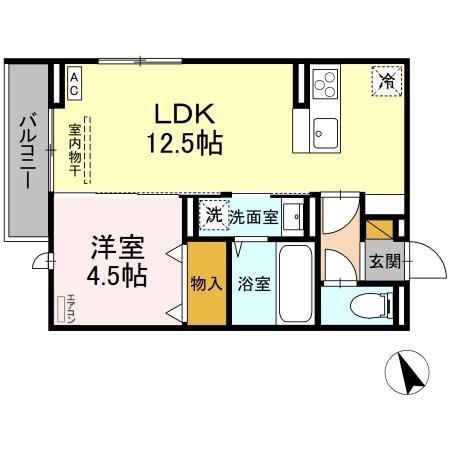 セレウィータ栄町(1LDK/2階)の間取り写真