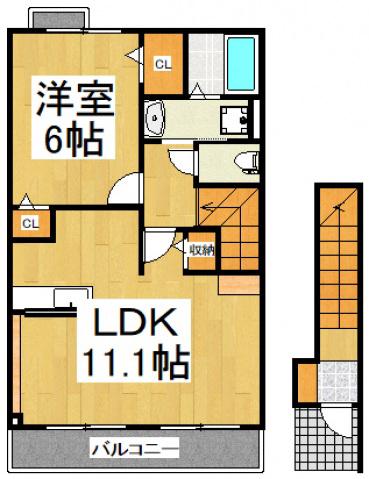 スプリング グリーン A(1LDK/2階)の間取り写真