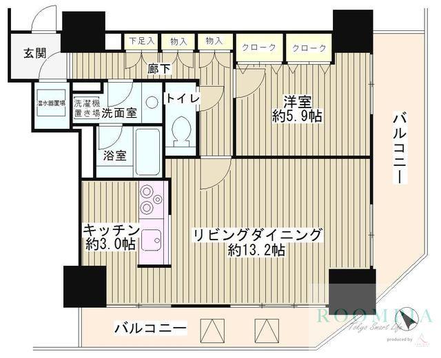 トレステージ目黒(1LDK/6階)の間取り写真