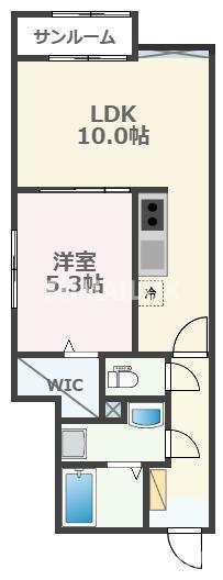 FBII(1LDK/1階)の間取り写真