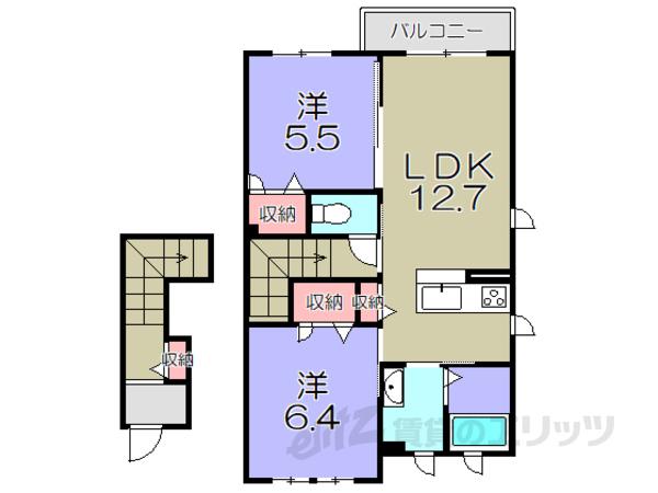 アルベロ(2LDK/2階)の間取り写真