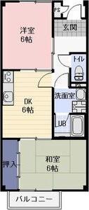 ファミールあい(2DK/1階)の間取り写真