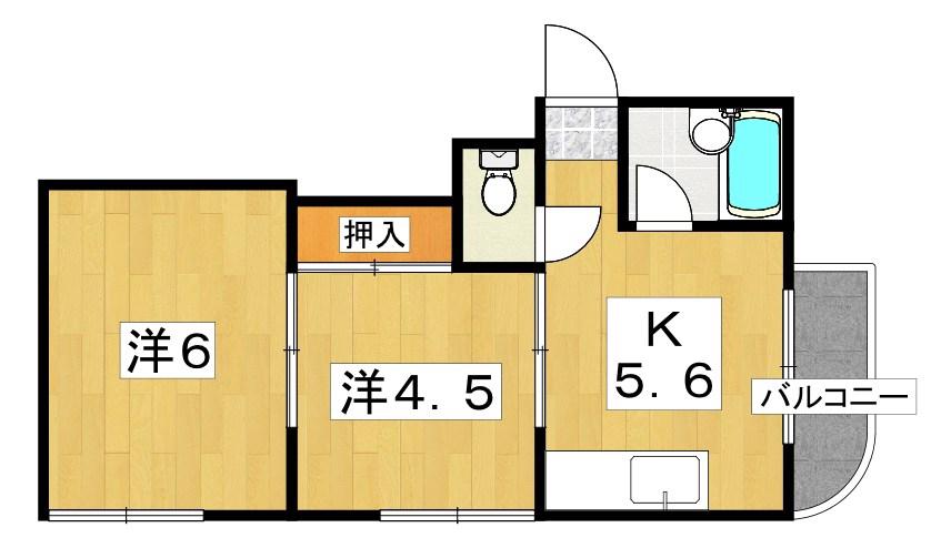 プチメゾン香里園(2K/2階)の間取り写真