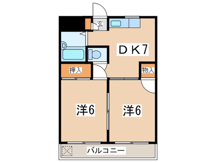 グレース相模台(2DK/2階)の間取り写真