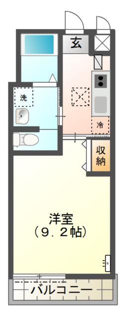 LAURIER(1K/1階)の間取り写真