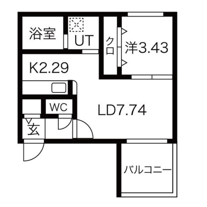 タルト南郷(1LDK/1階)の間取り写真
