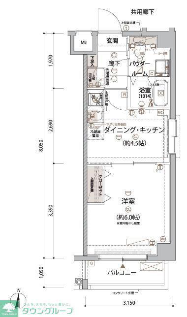 ARCOBALENO KAMEIDOII(1DK/2階)の間取り写真