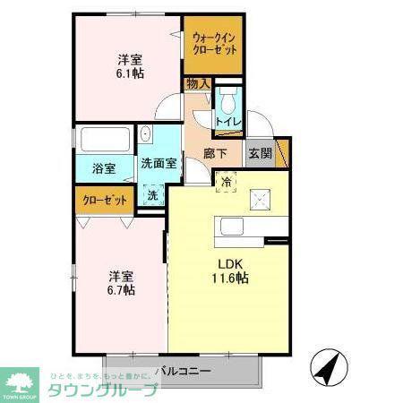 ルミエール(2LDK/1階)の間取り写真