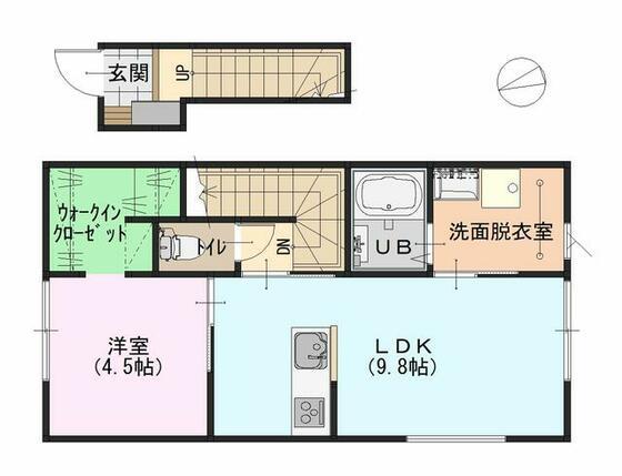 サンモール内日角(1LDK/2階)の間取り写真