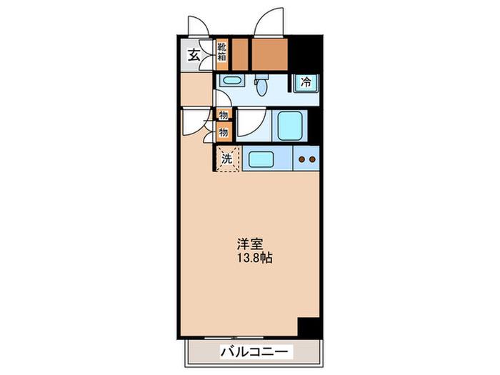南堀江アパ-トメントシエロ(ワンルーム/6階)の間取り写真