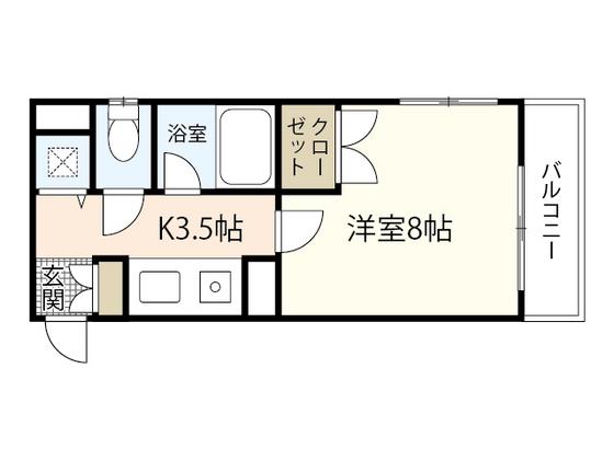 GRADO鶴見(1K/2階)の間取り写真