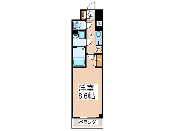 AJIRUKITAHORIE(1K/8階)の間取り写真