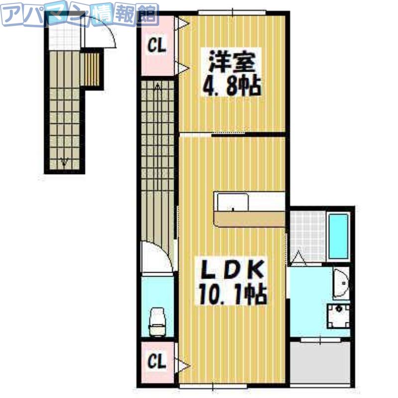 ボヌール(1LDK/2階)の間取り写真