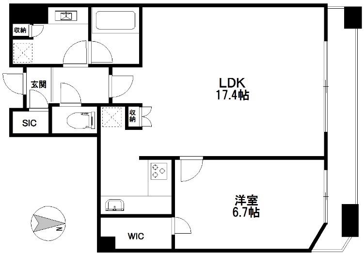 コンシェリア西新宿タワーズウエスト(1LDK/18階)の間取り写真