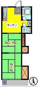 千葉コーポ(2DK/2階)の間取り写真