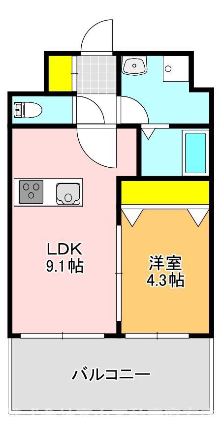 レジェンド直方 壱番館(1LDK/5階)の間取り写真