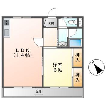コンフォート道海(1LDK/2階)の間取り写真
