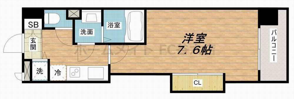 LUXE難波西III(1K/11階)の間取り写真