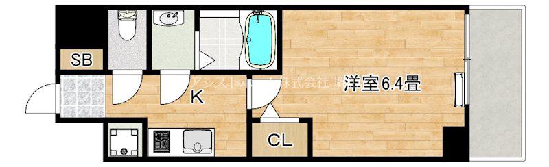 S-RESIDECE堺湊駅前AZURE(1K/7階)の間取り写真