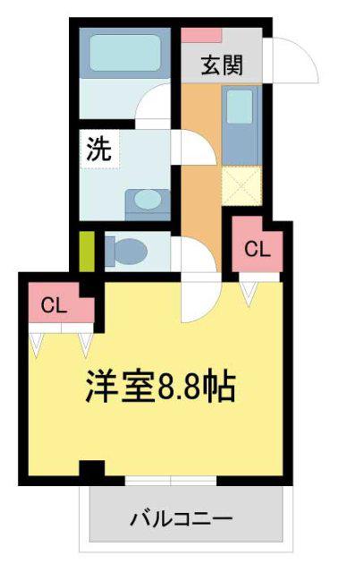 ドエル芦屋ウエスト(1K/3階)の間取り写真