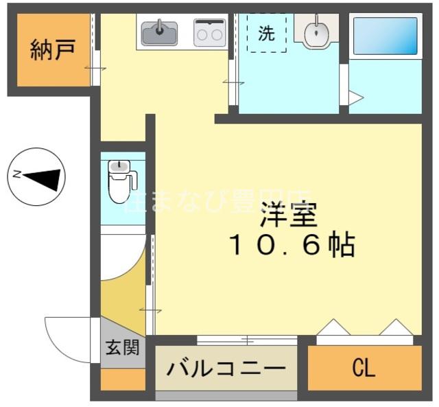 ユーヴェ寿(ワンルーム/3階)の間取り写真