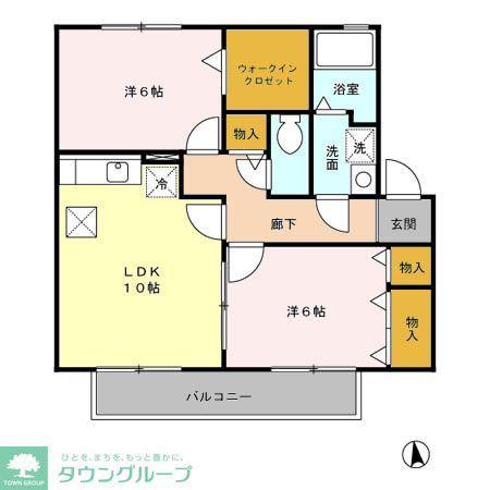 グリーンビレッジ(2LDK/1階)の間取り写真