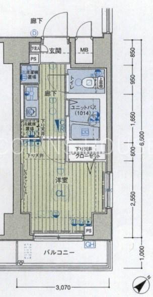 メインステージ銀座(1K/2階)の間取り写真