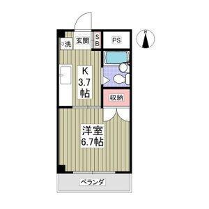 クーノス北坂戸(1K/2階)の間取り写真
