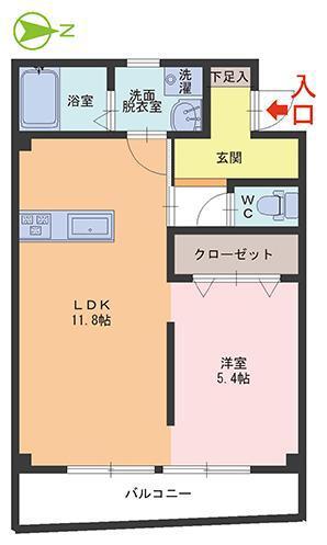 メゾンサンライズ(1LDK/2階)の間取り写真