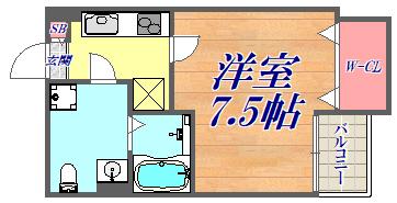 セレスティ(1K/2階)の間取り写真