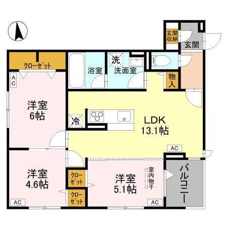 ディールーム元横山(3LDK/3階)の間取り写真