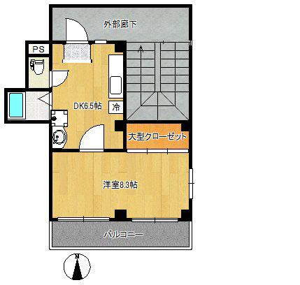 ブリオン関町ビル(1DK/4階)の間取り写真