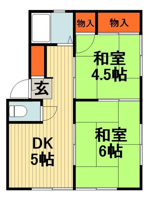 イシイハイツ(2DK/1階)の間取り写真