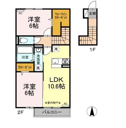 ハーベスト・ムーンII(2LDK/2階)の間取り写真