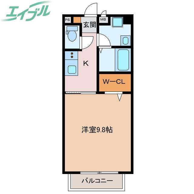ミカーサ西新地(1K/1階)の間取り写真